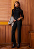 Black Fashionable High Waisted Wide Leg Trousers for Women Elastic Waist Loose Fit Corduroy Pants