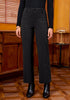 Black Fashionable High Waisted Wide Leg Trousers for Women Elastic Waist Loose Fit Corduroy Pants