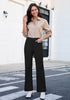Black  Women's Wide Leg Corduroy Pants Fashion High Waisted Pants with Pockets
