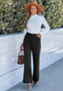 Black  Women's High Quality Corduroy Pants High Waist Winter Flared Pants Carry Pockets