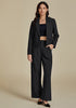 Black Women Business Casual Outfit Button Front Long Sleeve