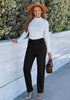 Black - Women's High Waist Straight Leg Corduroy Pants with Comfort Stretch Waistband Vintage Casual Fall Winter
