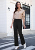Black  Women's Wide Leg Corduroy Pants Fashion High Waisted Pants with Pockets