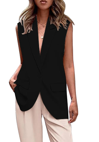 Black for Fashion Lapel Sleeveless Casual Women's Vest