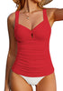 Red Women's Adjustable Strap Tankini Bikini Top Swimwear Swimsuit