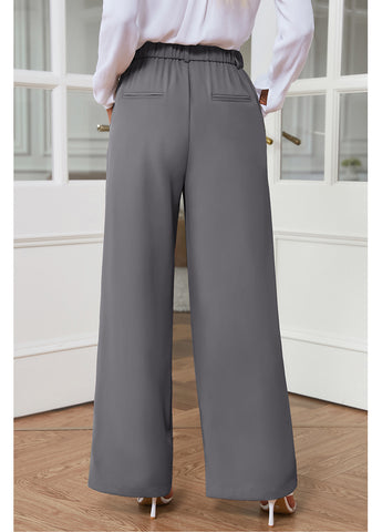 Titanium Gray Women's High Waisted Wide Leg Business Work Pants