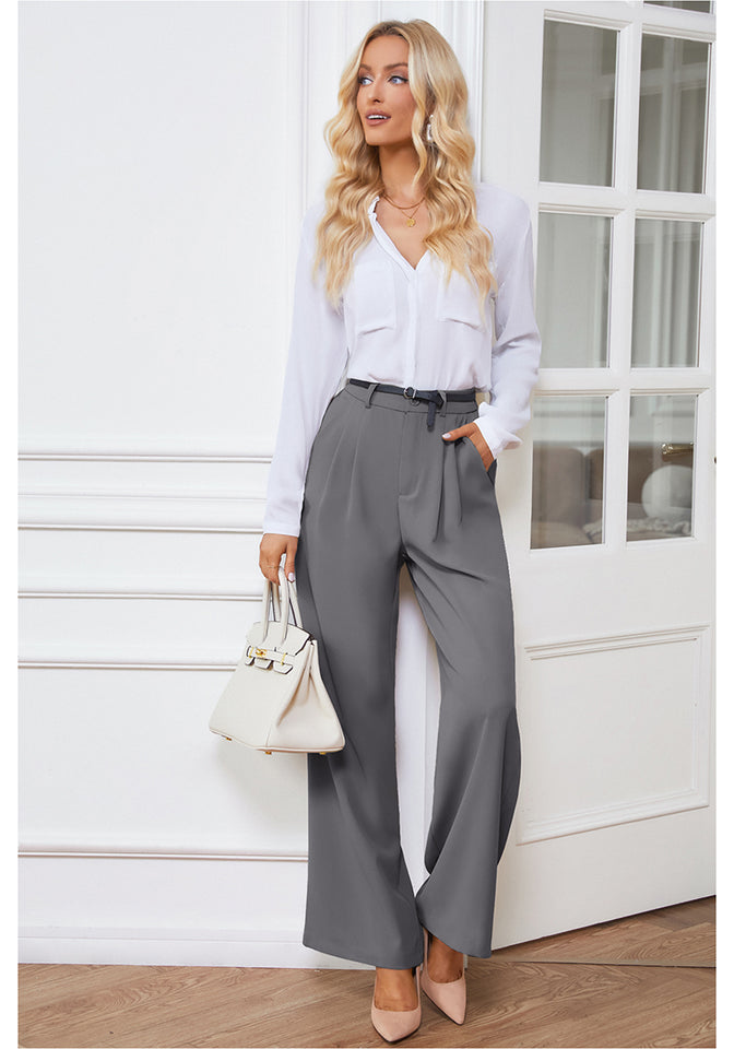 Titanium Gray Women's High Waisted Wide Leg Business Work Pants – Lookbook  Store