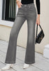 Smoked Gray Womens Flare Jeans High Waisted Wide Leg Baggy Stretch Denim Pants