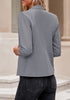 Gray LookbookStore Women's Crop Sleeves Side Pockets Front Button Short Work Office Blazer Coats