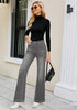 Smoked Gray Womens Flare Jeans High Waisted Wide Leg Baggy Stretch Denim Pants