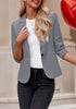 Gray LookbookStore Women's Crop Sleeves Side Pockets Front Button Short Work Office Blazer Coats
