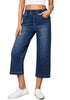 Classic Blue Women's Denim Capri Elastic Waist High Waist Pant Pocket