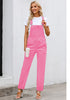 Candy Pink Women's Casual Stretch Denim Bib Overalls Pants Pocketed Jeans Jumpsuits