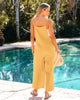 Golden Yellow Women's Casual Cotton Sleeveless Jumpsuit Adjustable Strap One-Piece Overalls