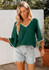 Evergreen Women's 3/4 Sleeve Bell Blouse Color Block Flowy Business Casual Work Tops