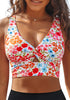 Blooming Floral Women's Beach Bikini Top Swimsuit Cover Up Floral Printed Wide Adjustable Strap-Tops