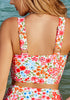 Blooming Floral Women's Beach Bikini Top Swimsuit Cover Up Floral Printed Wide Adjustable Strap-Tops