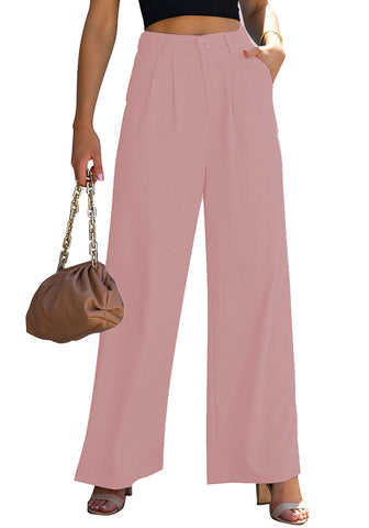 Powder Pink Women's High Waisted Wide Leg Business Work Pants