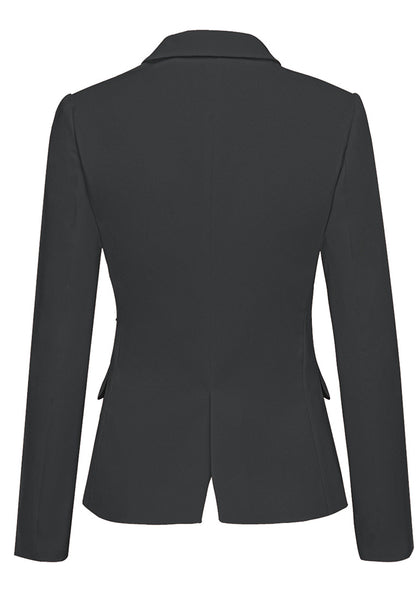 Womens Notched Lapel Pockets Button Work Office Blazer Jacket Suit