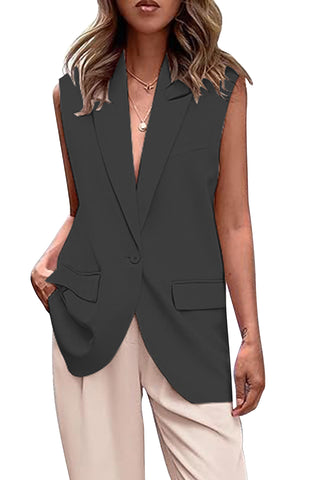 Dark Grey for Fashion Lapel Sleeveless Casual Women's Vest