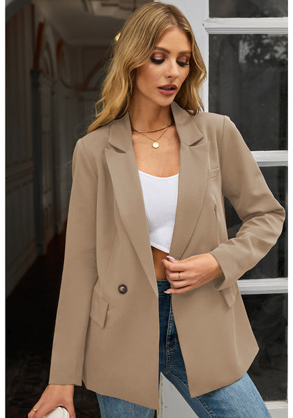 Dark Khaki Blazer Jackets for Women Business Casual Outfits Work Office Blazers Lightweight Dressy Suits with Pocket