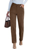 Cocoa Brown - Comfort Stretch Waist Women's High Rise Straight Leg Corduroys Flattering Vintage Everyday Pants
