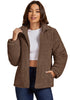 Brown Women Casual Corduroy Winter Full Front Zip Stand Neck Long Fit Moderate Jackets