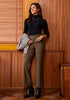 Cocoa Brown Fashionable High Waisted Wide Leg Trousers for Women Elastic Waist Loose Fit Corduroy Pants