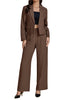 Brown Women Business Casual Outfit Button Front Long Sleeve