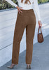 Cocoa Brown - Comfort Stretch Waist Women's High Rise Straight Leg Corduroys Flattering Vintage Everyday Pants