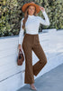 Cocoa Brown Women's High Quality Corduroy Pants High Waist Winter Flared Pants Carry Pockets