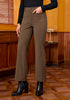 Cocoa Brown Fashionable High Waisted Wide Leg Trousers for Women Elastic Waist Loose Fit Corduroy Pants