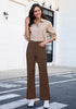 Cocoa Brown Women's Wide Leg Corduroy Pants Fashion High Waisted Pants with Pockets