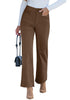 Cocoa Brown Women's Wide Leg Corduroy Pants Fashion High Waisted Pants with Pockets