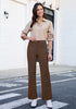 Cocoa Brown Women's Wide Leg Corduroy Pants Fashion High Waisted Pants with Pockets