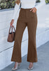 Cocoa Brown Women's High Quality Corduroy Pants High Waist Winter Flared Pants Carry Pockets