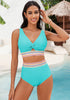 Aqua Blue Women's 2 Piece Adjustable Strap Bikini Cami Split Swimsuit Tankini Set