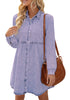 Purple Heather Long Sleeve Denim Dress for Women Jean Dress Button Down Casual Babydoll Denim Shirt Dress