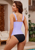 Lavender Women's Knot Front Twist Front Tankini Top Low Cut Shirred Swimsuit Tops