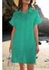 Sea Green Women's Beach Cover Up Dress Button Down Shirt Ruffle Sleeves Dresses Casual Summer With Pockets