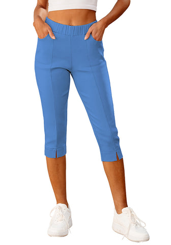 Heritage Blue Women's Capri High Waisted Pant Skinny Fit Pocket Stretch Legging Trousers
