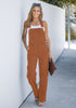 Rust Women's Casual Adjustable Strap Wide Leg Jumpsuit with Pocket Jeans Trouser