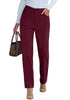 Wine Red - Women's High Rise Straight Fit Corduroy Pants Elastic Waistband Chic Autumn Winter Essential Retro