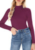 Wine Red Women's Basic Long Sleeve Turtleneck Body Suits Jumpsuits