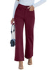 Wine Red Women's Wide Leg Corduroy Pants Fashion High Waisted Pants with Pockets