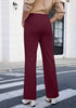 Wine Red Women's Wide Leg Corduroy Pants Fashion High Waisted Pants with Pockets