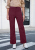 Wine Red Women's Wide Leg Corduroy Pants Fashion High Waisted Pants with Pockets