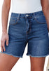 Classic Blue for Women's High Waist Denim Pull On Shorts Relaxed Fit Straight Mega Stretch