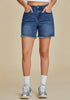 Classic Blue for Women's High Waist Denim Pull On Shorts Relaxed Fit Straight Mega Stretch