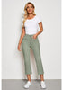 Olive Green 2024 Women's Casual White Denim High Waisted Slim Fit Jeans Capri Pants With Pockets